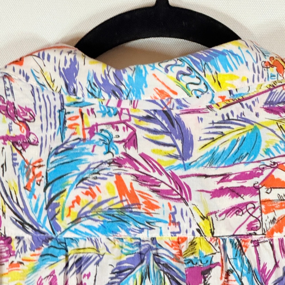 Vintage Esprit Women Small Shirt Tropical Euro Beach Resort Sailboat Multicolor - Picture 6 of 9